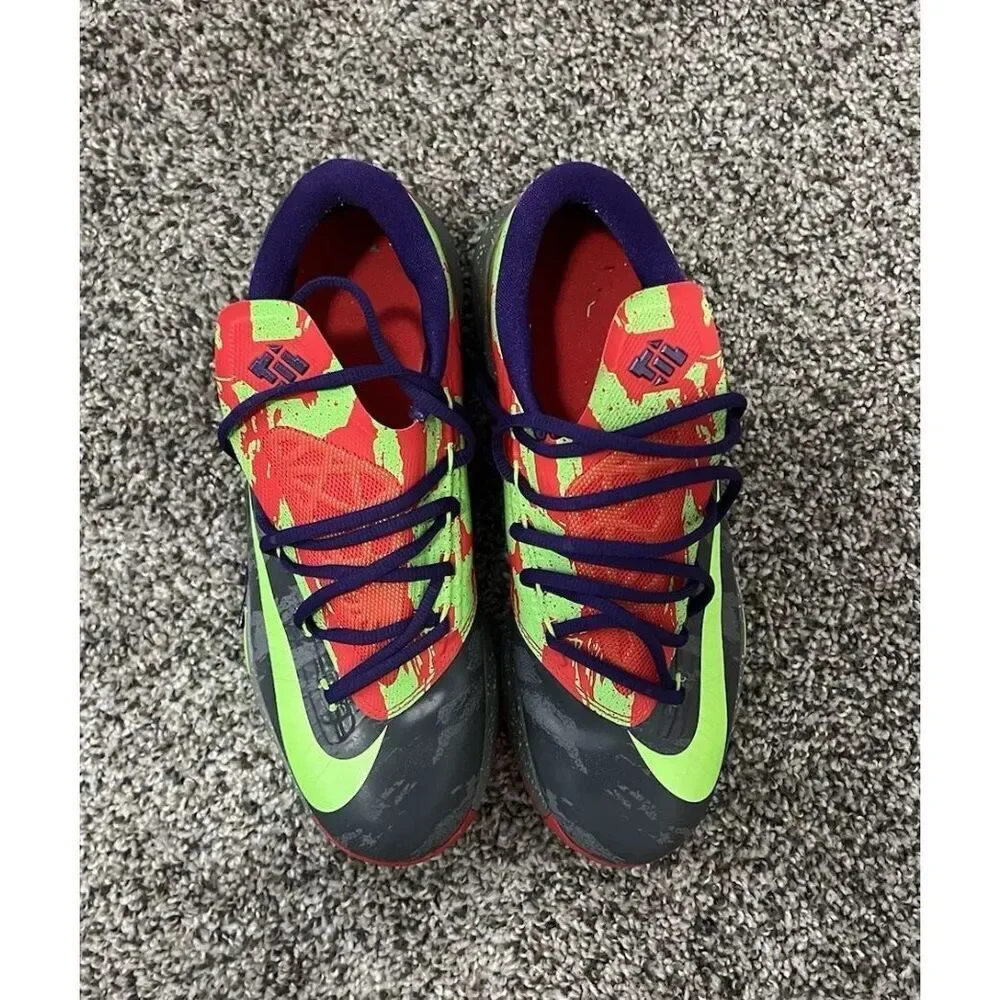 NIKE KD VI Shoes Cool Grey/ Electric Green Energy sneakers Size US 7 Y